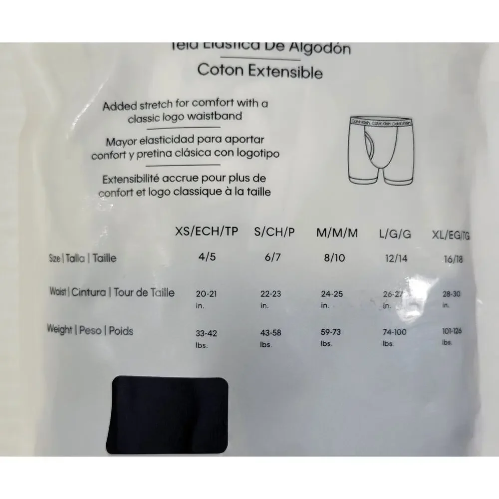GG) Calvin Klein 2 Pack Cotton Stretch Boys Boxer Briefs Medium 8-10 Navy Gray